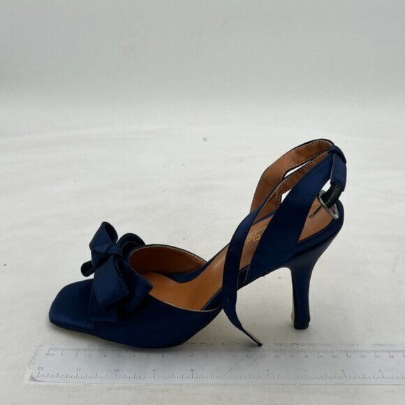 Milooey Navy Open Toe Sandal Cute Bowknots High Heels Ankle Strap Slingback Shoe - Picture 2 of 8